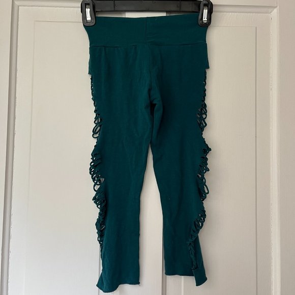 MahaDevi Design Malaya Yoga Tights with Braided Leg in Teal - Picture 3 of 7